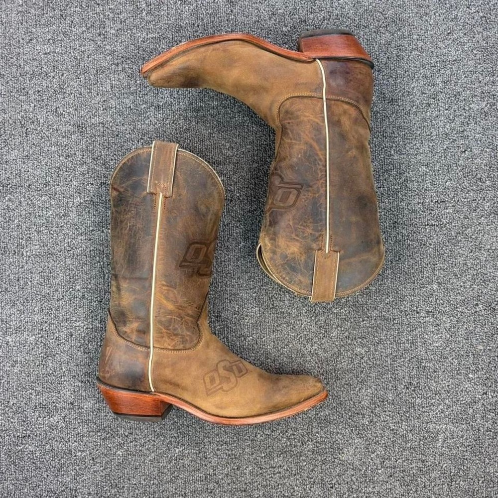 Nocona Leather Oklahoma State OSU Western Rodeo R Toe Cowgirl Boots USA 7 B